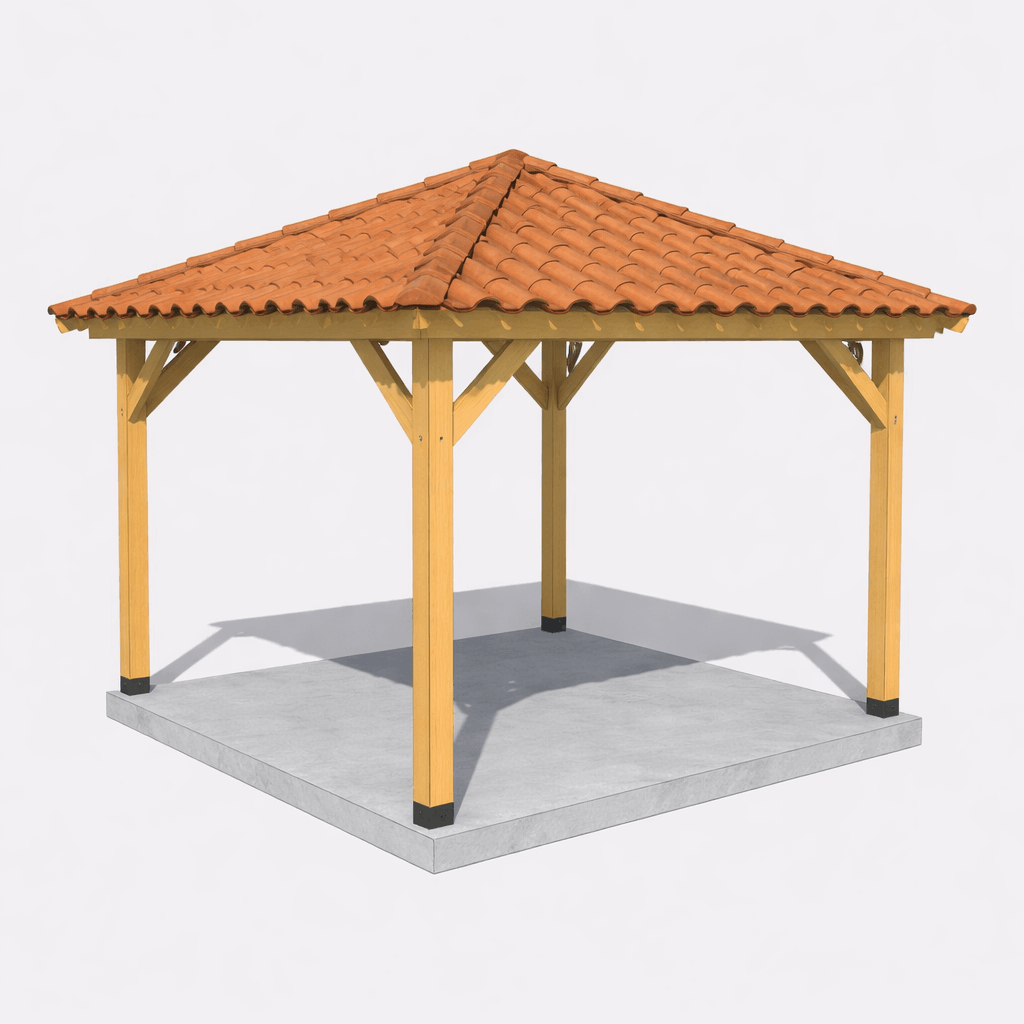 ξύλινο κιόσκι με κεραμίδια ηράκλειο kiosk wooden