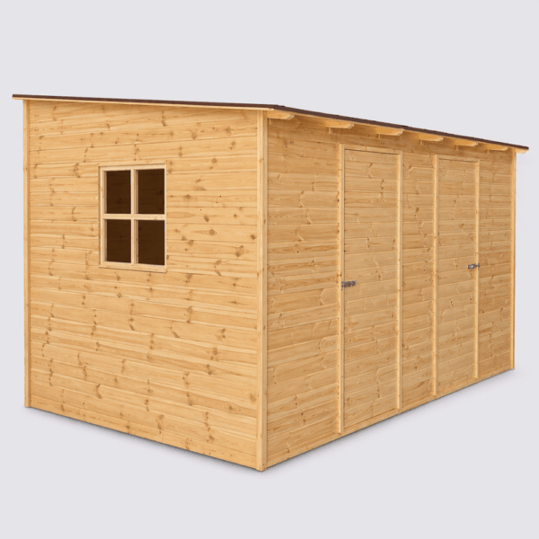 Ξύλινη αποθήκη κήπου 250 x 400 cm, κατασκευασμένη στα μέτρα σας με δυνατότητα επιλογής διαρρύθμισης. Στη φωτογραφία παρουσιάζεται χωρισμένη σε δύο δωμάτια, ενώ μπορεί να διαμορφωθεί όπως επιθυμείτε. Ιδανική για αποθήκευση και πολυχρηστική χρήση. Garden Shed Heraklion Crete
